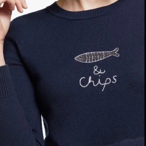 Boden fish and chips navy crew sz S - Picture 5 of 5